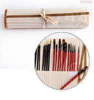 36/38 pcs Paint Brushes Set with Canvas Bag Case Long Wooden Handle Synthetic Hair Oil Acrylic Watercolor Painting Art Supplies