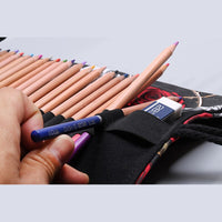 36/48/72 Holes Roll Colored Pencil Case Kawaii School Canvas Pen Bag for Girls Boys Cute Large Pencilcase Box Stationery