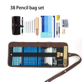 38pcs Professional Sketch Pencil Set Professional Sketching Drawing Kit Wood Pencil Pencil Bags For School Students Art Supplies