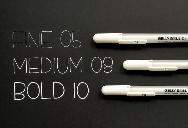 3pcs Japan Sakura Gelly Roll White Pens Highlighters Art Marker Fine Medium  Bold 05 08 10