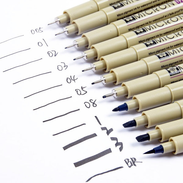 10 Sakura Pigma Micron Pens Tip Size 005 (0.20mm Line Width: 8 Ink