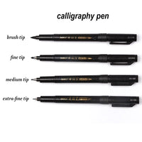 4 Pcs/lot Fine Fiber Signature  pen Chinese Japanese Calligraphy Brush Pen Art Craft Supplies Office School Writing Tools