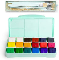 AOOK MIYA Gouache Paint Set, 18 Colors x 30ml Unique Jelly Cup Design, Portable Case with Palette for Artists, Students, Gouache Watercolor Painting (18 Green Case)