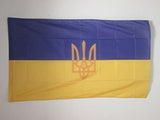 AZ FLAG UKRAINE COAT OF ARMS FLAG 2' x 3' for a pole - UKRAINIAN FLAGS 60 x 90 cm - BANNER 2x3 ft with hole