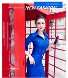 AOOKDRESS summer fashion electro-optic blue shirt skirt new temperament slim split hip dress dress long skirt