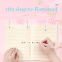 4Pcs Notebooks 32K 96Sheets Sakura Design Spring Taste Soft Rubber Cover Kids Class Notes Homework Meeting Minutes Home PT3296