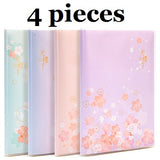 4Pcs Notebooks 32K 96Sheets Sakura Design Spring Taste Soft Rubber Cover Kids Class Notes Homework Meeting Minutes Home PT3296