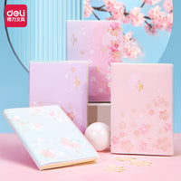 4Pcs Notebooks 32K 96Sheets Sakura Design Spring Taste Soft Rubber Cover Kids Class Notes Homework Meeting Minutes Home PT3296