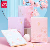 4Pcs Notebooks 32K 96Sheets Sakura Design Spring Taste Soft Rubber Cover Kids Class Notes Homework Meeting Minutes Home PT3296