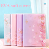 4Pcs Notebooks 32K 96Sheets Sakura Design Spring Taste Soft Rubber Cover Kids Class Notes Homework Meeting Minutes Home PT3296