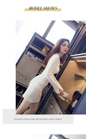 AOOKDRESS new women's spring white tight-fitting waist one-piece dress temperament long-sleeved lapel hip dress