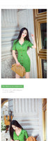 AOOKDRESS summer fashion pocket open collarbone shirt dress new temperament open waist waist hip skirt