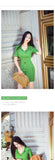 AOOKDRESS summer fashion pocket open collarbone shirt dress new temperament open waist waist hip skirt