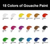 HIMI Gouache Paints Set, 18 Colors, 30ml, 18 US fl oz, Non Toxic Paint for Canvas and Paper, Art Supplies for Professionals, Students, Kids and More (Blue Case）