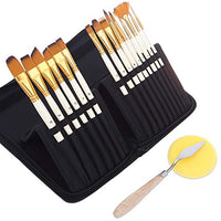 Acrylic Paint Brush, 15 Size Acrylic Brushes for Painting. Contains Premium Nylon Hair and Art Knife, Sponge White