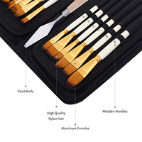 Acrylic Paint Brush, 15 Size Acrylic Brushes for Painting. Contains Premium Nylon Hair and Art Knife, Sponge White