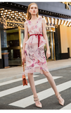 AOOKDRESS 2021 summer new Ruffle V-neck Sleeveless Dress Holiday Vintage Print fishtail skirt