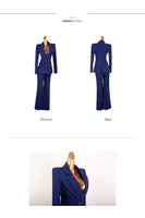 Aookdress spring and summer new blue stripe small suit coat flared pants professional suit suit temperament two piece set
