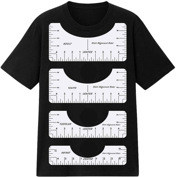 T-Shirt Ruler Guide, Foldable Tshirt Alignment Tool (Black&Center