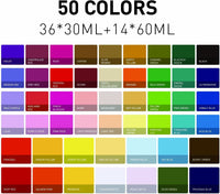 MIYA Gouache Paint Set 50 Colors - 36*30ml + 14*60ml, Jelly Cup Design Paints, Non Toxic for Artist, Student & Kids, Gouache Watercolor Painting…