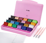 HIMI Gouache Paint Set, 24 Colors x 30ml (1oz) with 3 Paint Brushes and Palette, Jelly Cup Design Gouache for Beginners, Kids, Students and Artists, Opaque Watercolor Painting (Green)