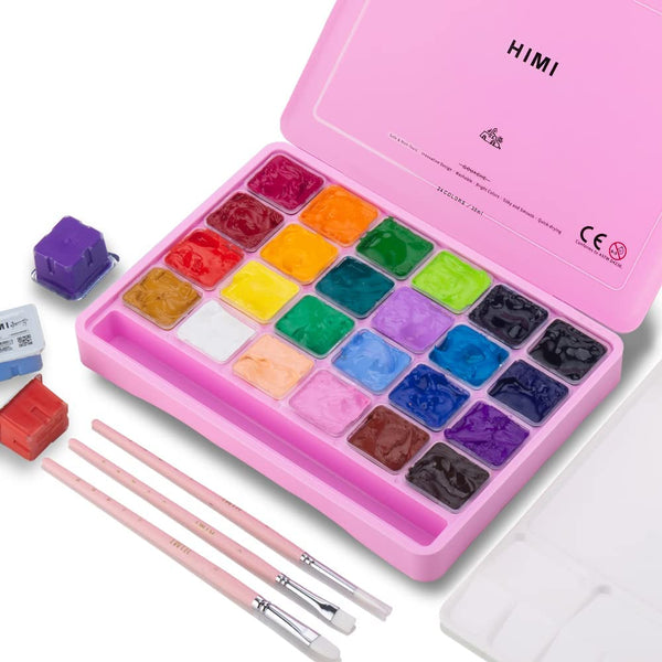 HIMI GOUACHE PAINT SET, 30ML/24COLORS, JELLY CUP, GREEN 