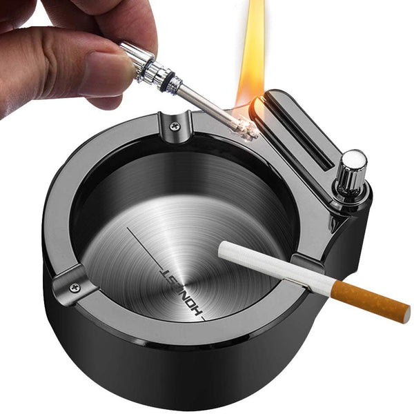 Yakuin Retro Metal Ashtray Gifts for Men,Ten Thousand Match Lighter Multifunction Ashtrays,Office Or Home Creative Ashtray Permanent Match Lighter,Gifts for Dad Husband Boyfriend