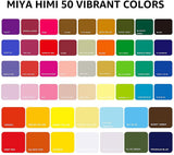 HIMI Gouache Paint Set, 50 colors(14 Colors x 60ml + 36 Colors x 30ml) with a Portable Carrying Case, Jelly Cup Design, Miya Gouache Paint for Canvas Watercolor Paper - Perfect for Beginners, Artists
