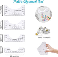 T-Shirt Ruler Guide, T-Shirt Alignment Ruler |5 Pack T-Shirt Alignment Tool |Craft Ruler with Guide Tool for Making Fashion Design -T-Shirt Vinyl Ruler, HTV Alignment Tool, Adult Youth Toddler Infant