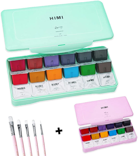  HIMI Gouache Paint Set, 24 Colors x 30ml (1oz) with 3 Paint  Brushes and Palette, Jelly Cup Design Gouache for Beginners, Kids, Students  and Artists, Opaque Watercolor Painting (Green) : Arts