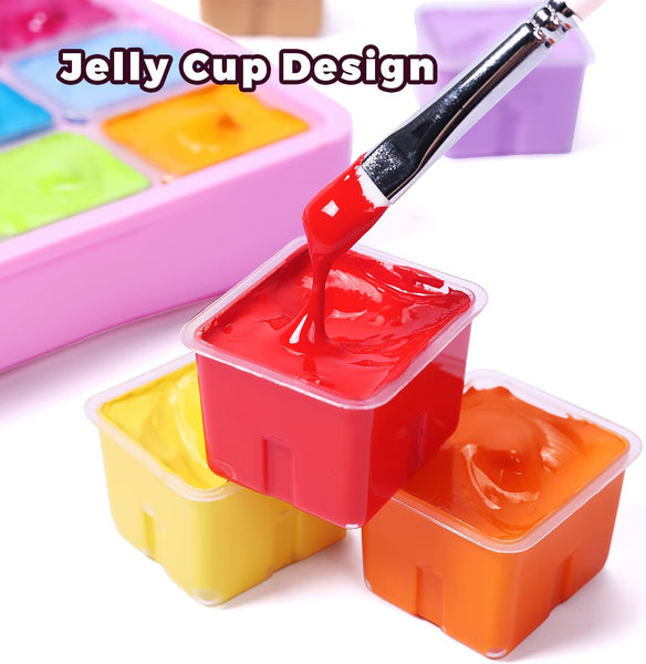 HIMI Gouache Paint Set, 24 Colors x 30ml Unique Jelly Cup Design with 3  Paint Brushes and a Palette in a Carrying Case Perfect for Artists,  Students