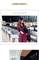 AOOKDRESS spring new suit collar slit long skirt nine-point sleeves and leather waist slim striped dress