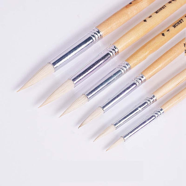 6 Pieces Weasel Mixed Hair Hazel Shap Long Birch Wood Two-color Rod Gouache  Paint Set Acrylic Oil Painting Brush Art Supply - Paint Brushes - AliExpress