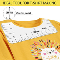 T-Shirt Alignment Ruler, T-Shirt Alignment Tool, Making Fashion Center Design, Tee Ruler Guide for Applying Vinyl and Sublimation Designs on Shirts with Size Chart (4pcs)