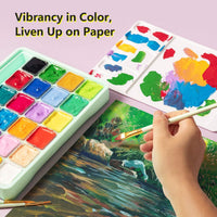 Gouache Paint Set, 24 Colors x 30ml Unique Jelly Cup Design Opaque Gouache Watercolor Paints for Kids, Artists, Hobbyiest