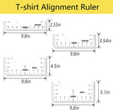 T-Shirt Alignment Ruler, T-Shirt Alignment Tool, Making Fashion Center Design, Tee Ruler Guide for Applying Vinyl and Sublimation Designs on Shirts with Size Chart (4pcs)