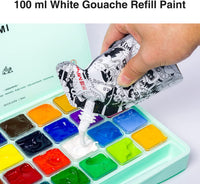 HIMI Gouache Paint Set, 41 Pcs Professional Art Painting Supplies Set with HIMI 24 Gouache Paints, 6 Paint Brushes, 2 Canvas Boards, Palette, Paint Knife, Moisturized Mildew Gouache Spray, and White Paint Refill(100ml), Great Artist Paint Kit for Artist,