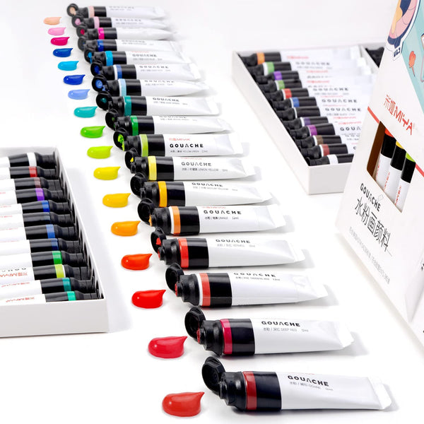 HIMI Gouache Paint, 24 Colors, 12ml, 0.4 US fl oz Tubes, Non Toxic Paint for Canvas and Paper, Art Supplies for Professionals, Students, Kids and More