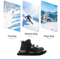 Lucakuins Outdoor Skiing Mini Sled Mini Snowboard Sled Shoes Anti-Slip Foot Panels Snow Board Ski Boots Outdoor Skiing Winter Sports Equipment(Black)