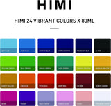 HIMI Gouache Paints set, 24 Colors, 80ml, 112 US fl oz, Jelly Cup Design, Non Toxic Paint for Canvas and Paper, Art Supplies for Professionals, Students, and Kids (Pink Case)
