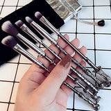 AOOK 10 Pcs Magic Makeup Brushes magic make-up brush for Women wand makeup brushes (Silver+black)