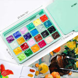 HIMI Gouache Paint Set, 24 Colors x 30ml (1oz) with 3 Paint Brushes and Palette, Jelly Cup Design Gouache for Beginners, Kids, Students and Artists, Opaque Watercolor Painting (Green)