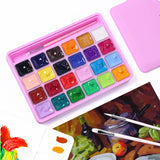 HIMI Gouache Paint Set, 24 Colors x 30ml Unique Jelly Cup Design with 3 Paint Brushes and a Palette in a Carrying Case Perfect for Artists, Students, Gouache Opaque Watercolor Painting (Pink)