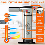 ZD BEST CULINARY TORCH - Chef Torch for Cooking Crème Brulee - Aluminum Hand Butane Kitchen Torch - Blow Torch with Adjustable Flame - Cooking Torch - Perfect for Baking, BBQs, and Crafts + Recipe Ebook