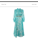 AOOKDRESS European and American catwalk fashion shirt chiffon dress 2021 spring new gentle wind floral skirt big swing