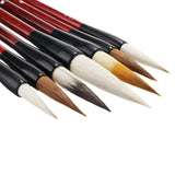 7PCS Brown White Weasel Pony Wool Hair Chinese  Japanese Calligraphy Brush Pen Set Art for School Darwing Supplies + Storage Box