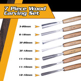 Full Size Wood Carving Tools, Set of 7 | for Beginners, Hobbyists and Professionals | Canvas Case Included