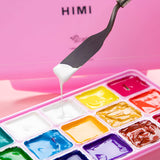 HIMI Gouache Paint Set 18 Colors X 30 ml/Cup (Pink Case)+HIMI Gouache Paintbrush Set 5PCS