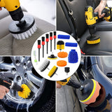 16PCS Car Detailing Brush Kit, Detail Brushes Car Detailing, Car Detail Cleaning Brush for Wheel, Exterior Interior Auto Detailing Brushes Set (Drill Brush, Wash Mitt, Towels, Polishing Pads)