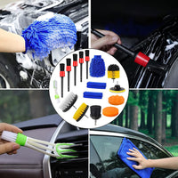 16PCS Car Detailing Brush Kit, Detail Brushes Car Detailing, Car Detail Cleaning Brush for Wheel, Exterior Interior Auto Detailing Brushes Set (Drill Brush, Wash Mitt, Towels, Polishing Pads)